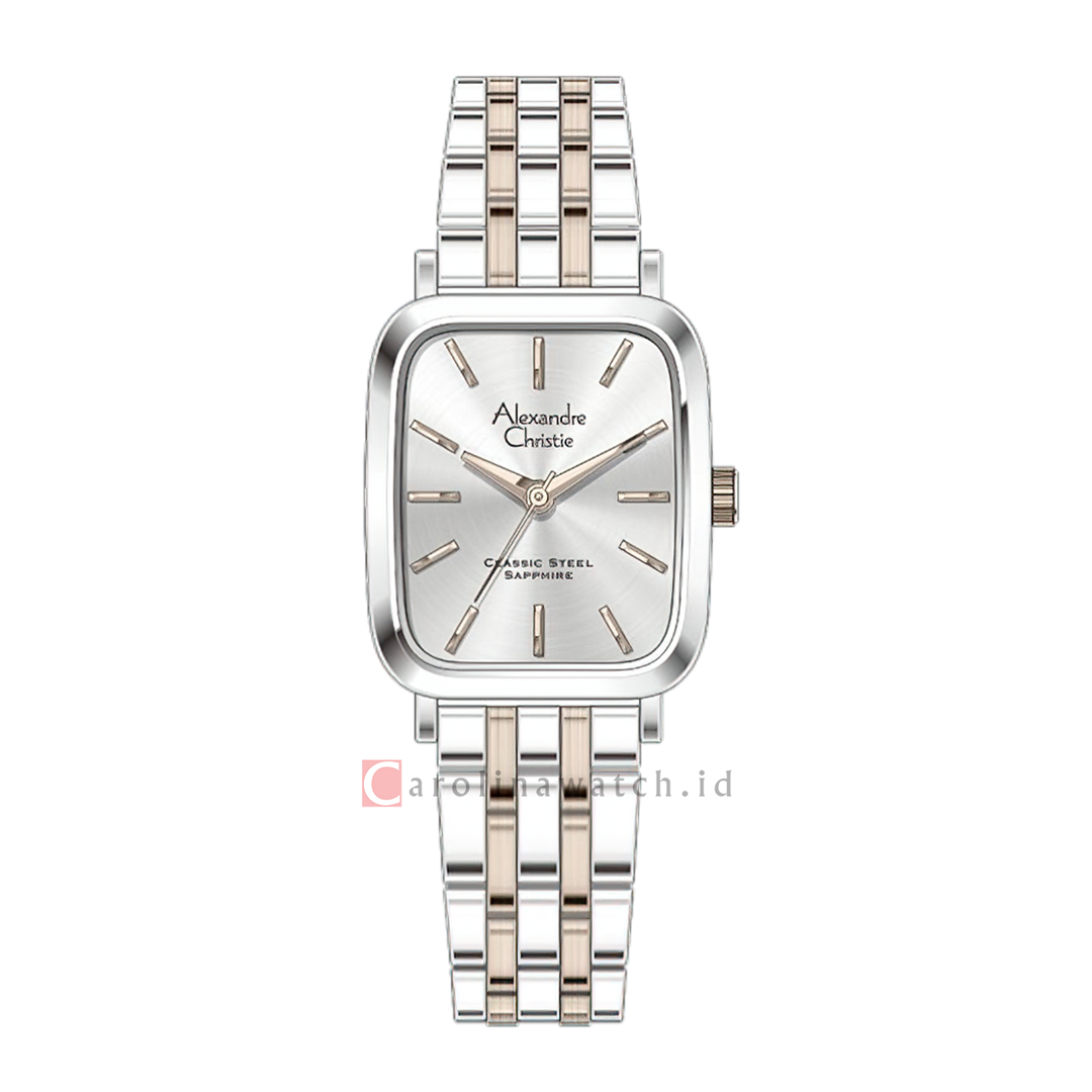 Jam Tangan Alexandre Christie Classic Steel AC 8699 LHBTRSL2 Women Silver White Dial Dual Tone Stainless Steel Strap