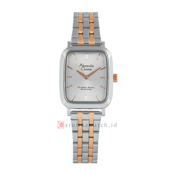 Jam Tangan Alexandre Christie Classic Steel AC 8699 LHBTRSL2 Women Silver White Dial Dual Tone Stainless Steel Strap