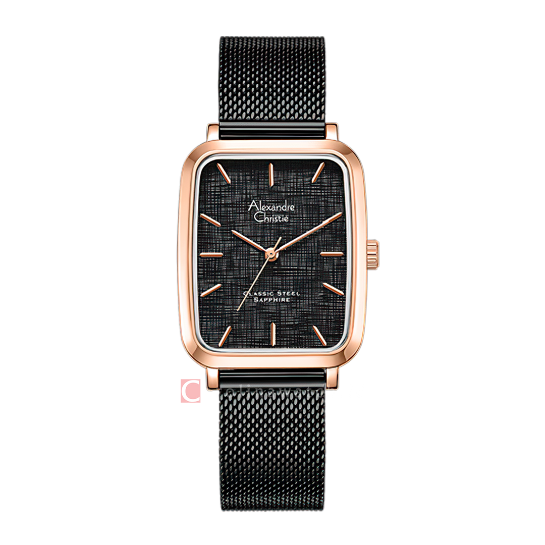 Jam Tangan Alexandre Christie Classic Steel AC 8699 MHBBRBA Men Black Dial Black Stainless Steel Strap