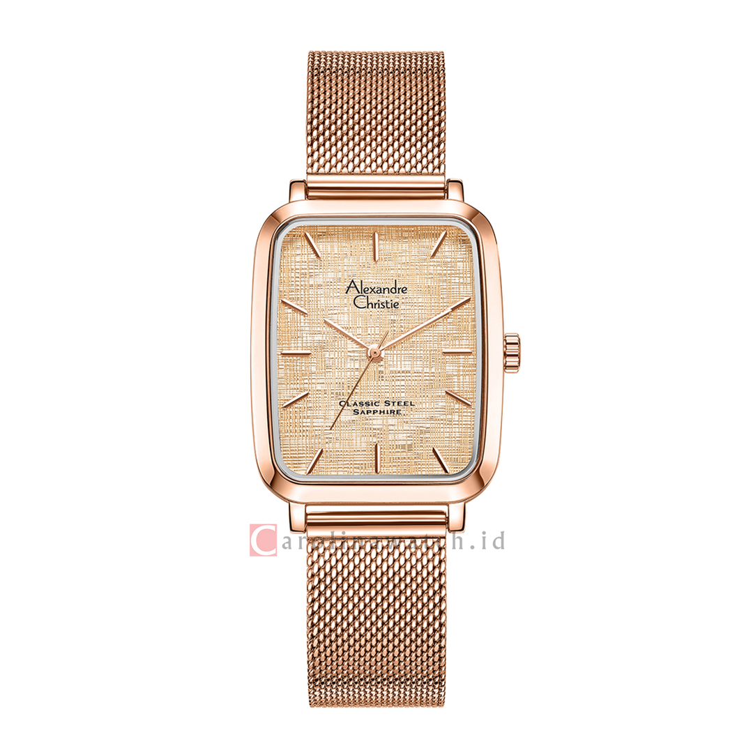 Jam Tangan Alexandre Christie Classic Steel AC 8699 MHBRGRG Men Analog Dial Rose Gold Mesh Stainless Steel Strap