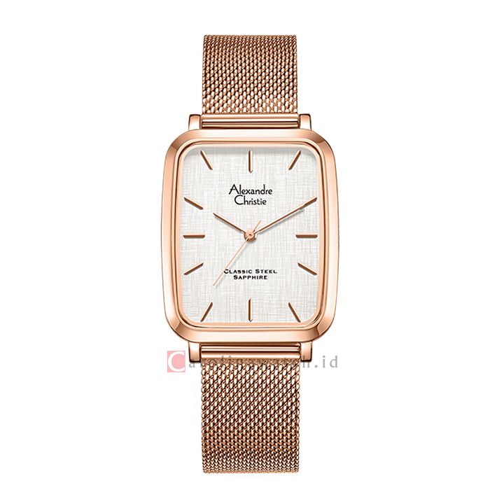 Jam Tangan Alexandre Christie Classic Steel AC 8699 MHBRGSL Men Silver Dial Mesh Rose Gold Stainless Steel Strap