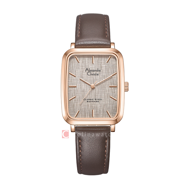 Jam Tangan Alexandre Christie Classic Steel AC 8699 MHLRGDG Men Grey Dial Brown Leather Strap