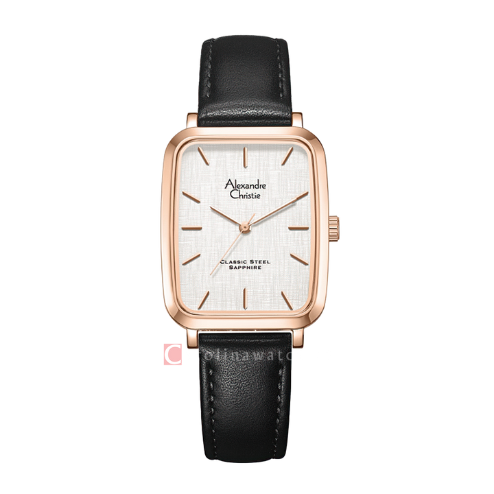 Jam Tangan Alexandre Christie Classic Steel AC 8699 MHLRGSL Men Silver Dial Black Leather Strap