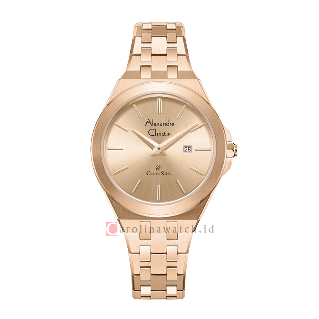 Jam Tangan Alexandre Christie Classic Steel AC 8700 LDBRGLN Women Rose Dial Rose Gold Stainless Steel Strap