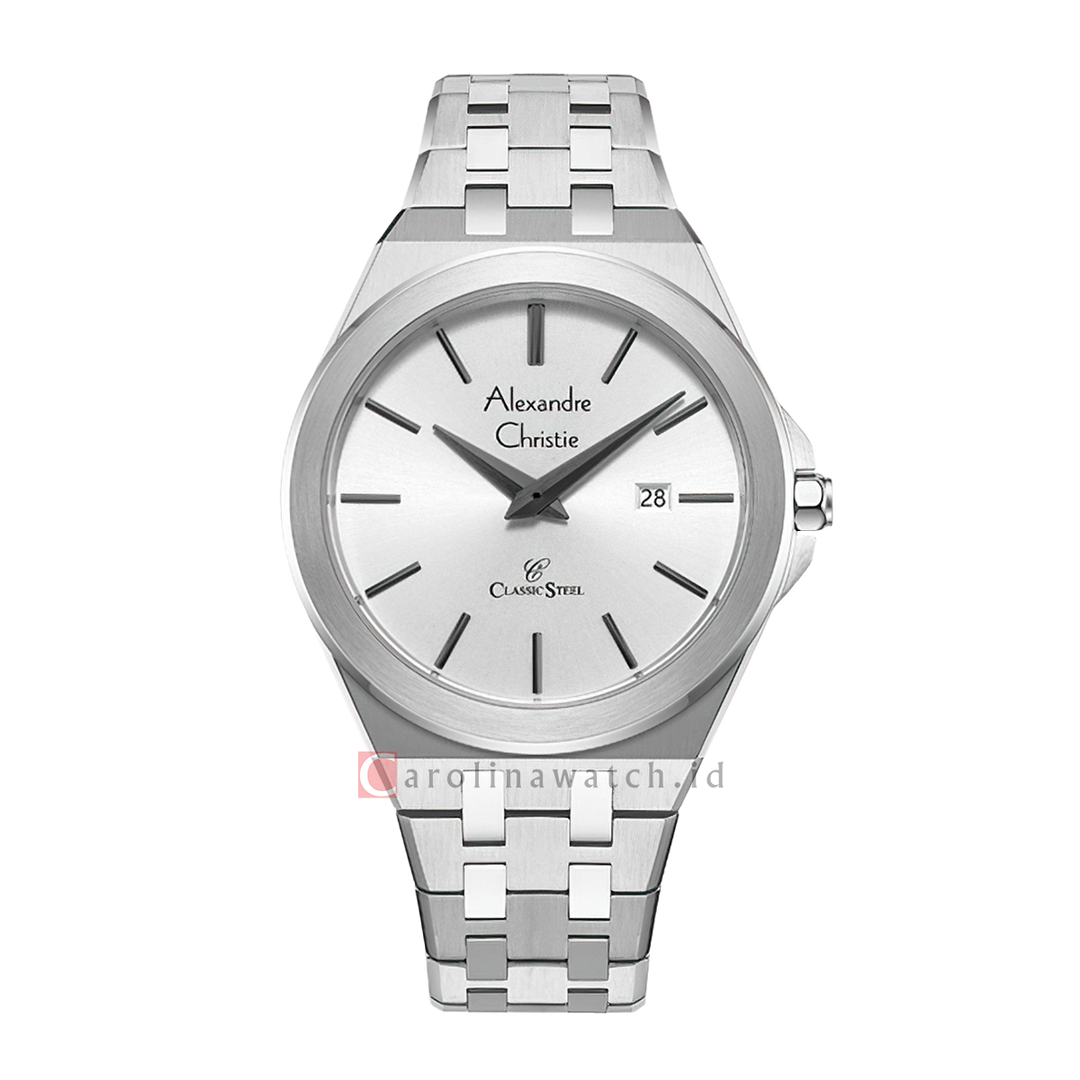 Jam Tangan Alexandre Christie Classic Steel AC 8700 MDBSSSL Men Silver Dial Stainless Steel Strap