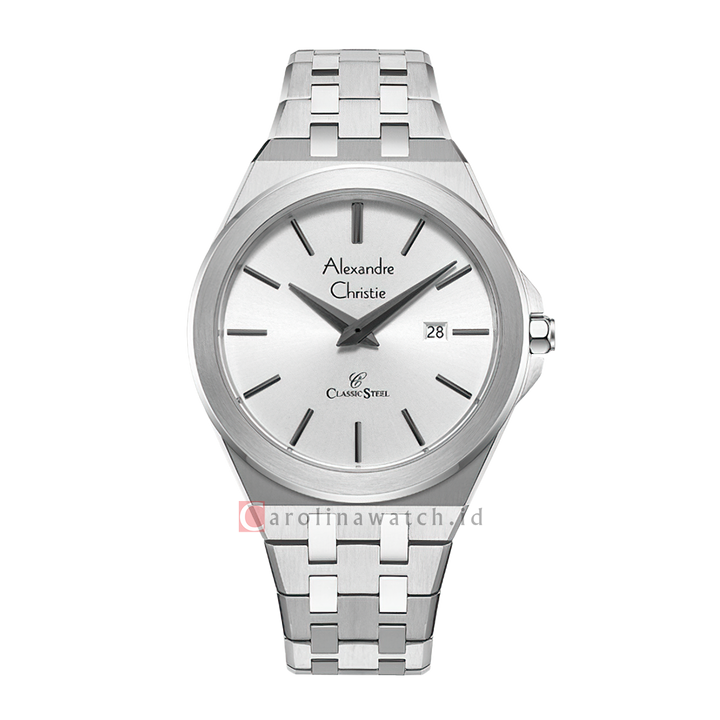 Jam Tangan Alexandre Christie Classic Steel AC 8700 MDBSSSL Men Silver Dial Stainless Steel Strap