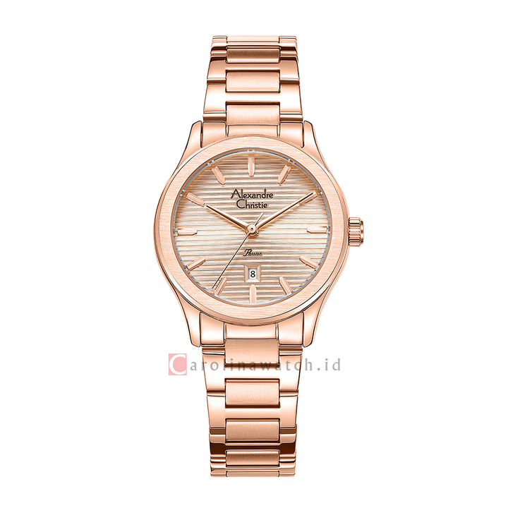 Jam Tangan Alexandre Christie Passion AC 8701 LDBRGLN Women Gold Dial Rose Gold Stainless Steel Strap