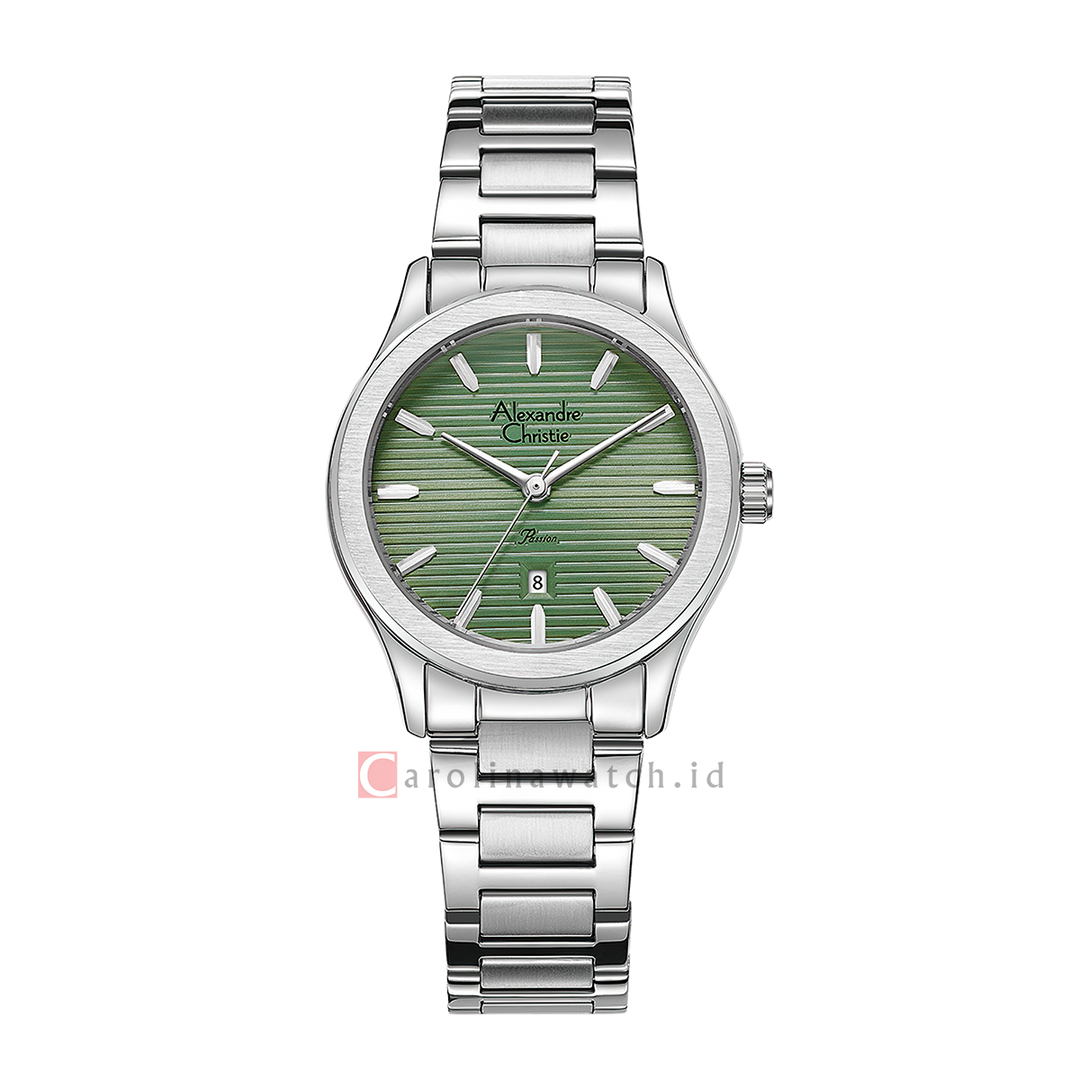 Jam Tangan Alexandre Christie Passion AC 8701 LDBSSGN Women Green Dial Stainless Steel Strap
