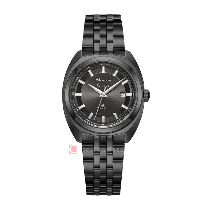 Jam Tangan Alexandre Christie Classic Steel AC 8702 LDBIPDG Women Black Dial Black Stainless Steel Strap