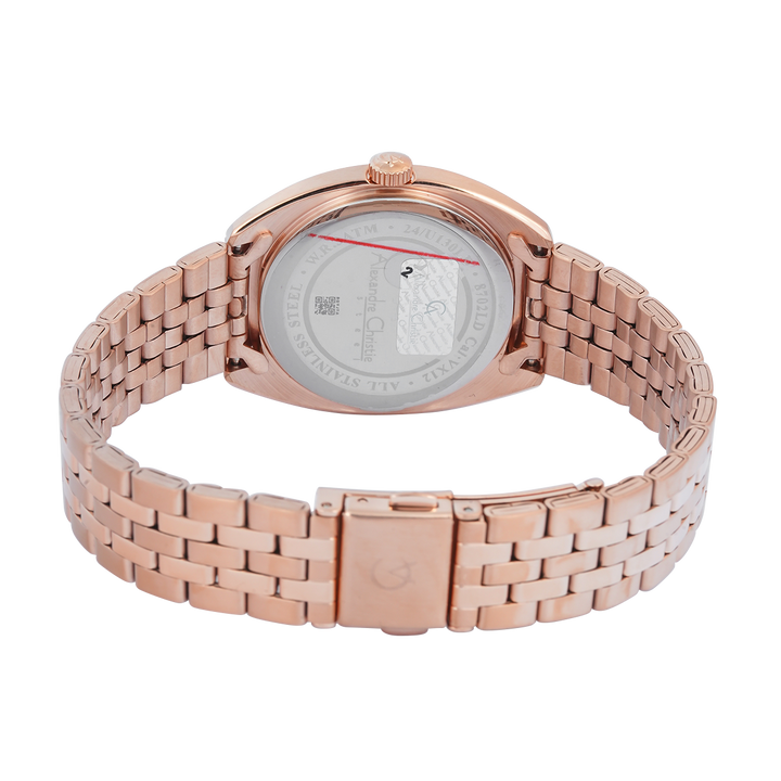 Jam Tangan Alexandre Christie Classic Steel AC 8702 LDBRGLN Women Gold Dial Rose Gold Stainless Steel Strap