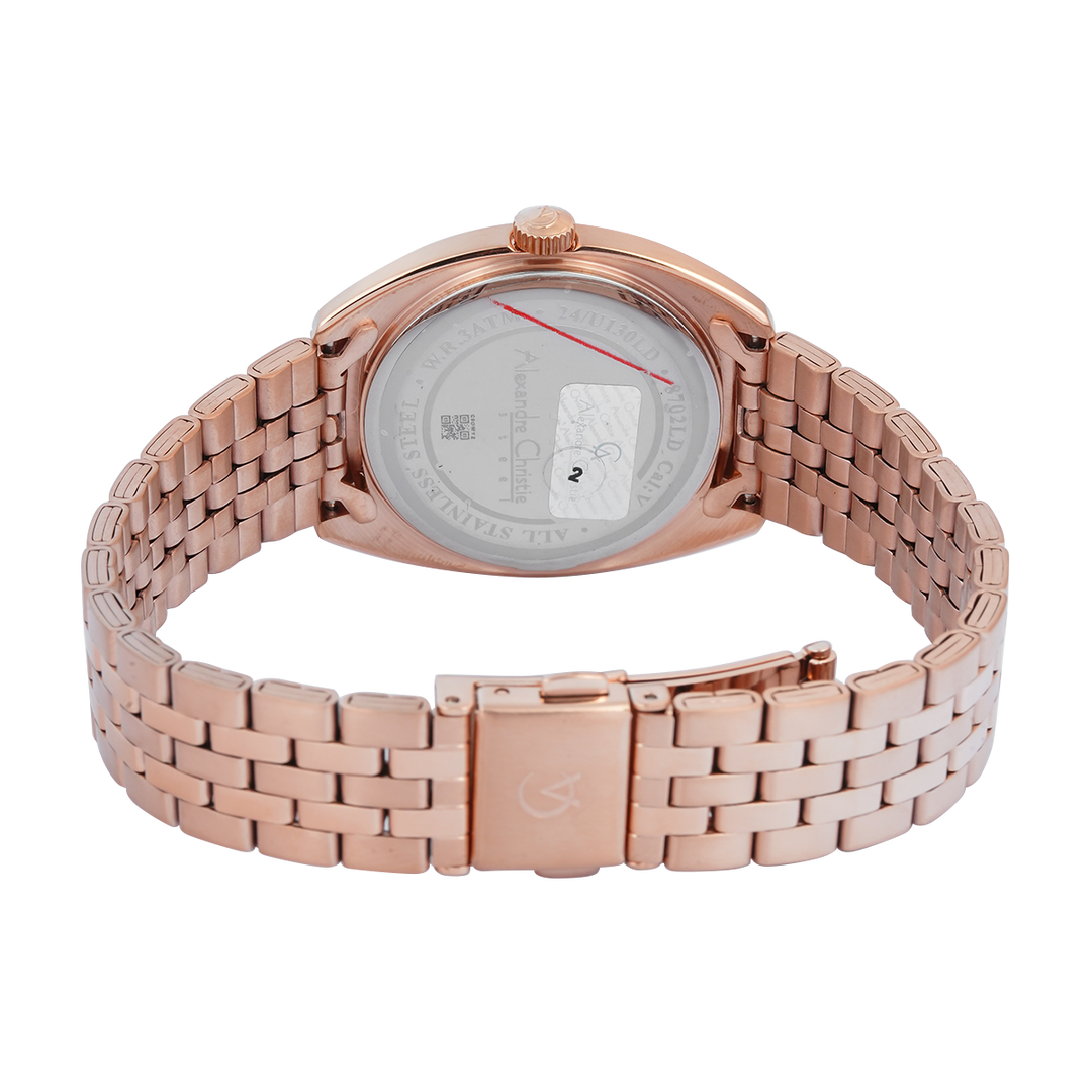 Jam Tangan Alexandre Christie Classic Steel AC 8702 LDBRGSL Women Silver Dial Rose Gold Stainless Steel Strap