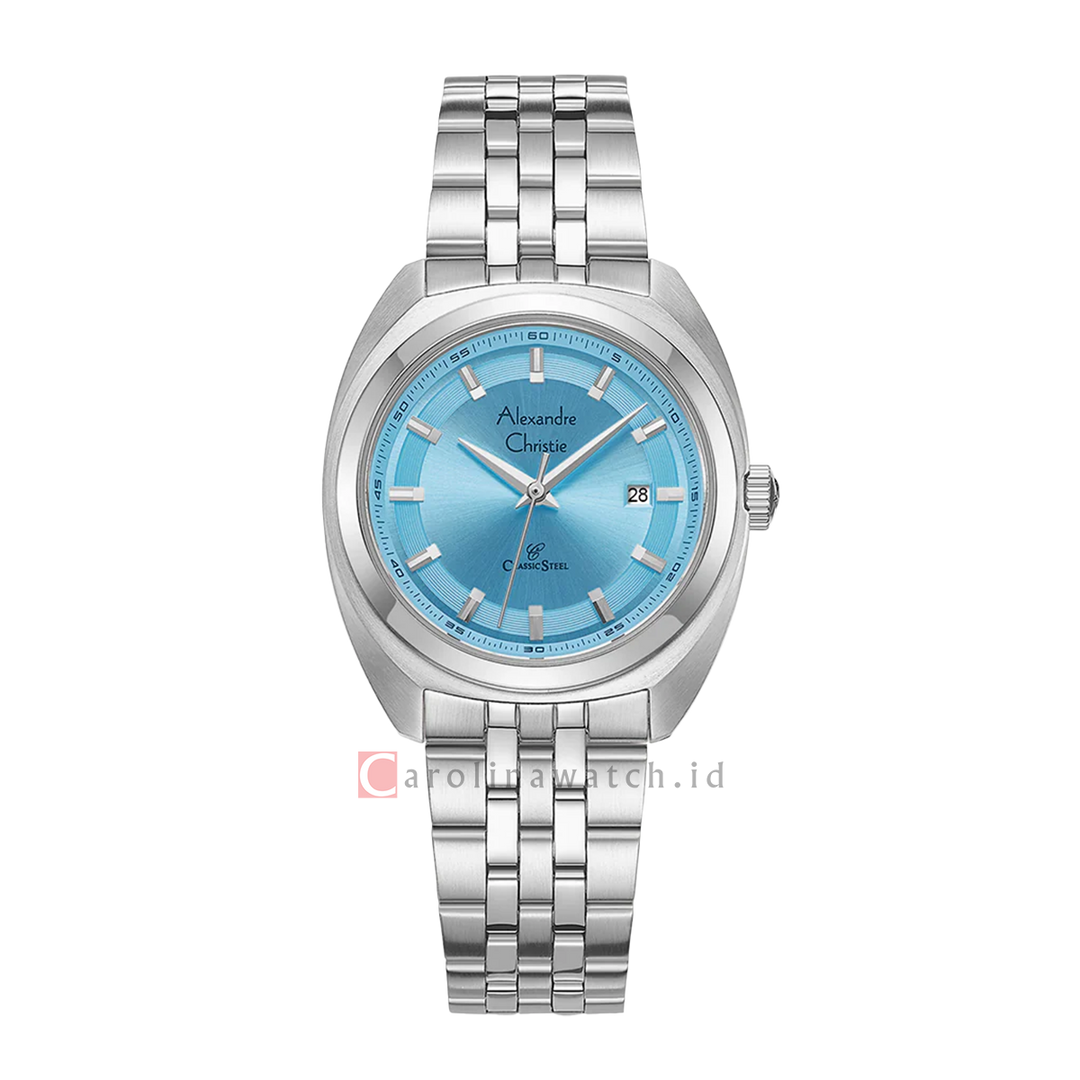 Jam Tangan Alexandre Christie Classic Steel AC 8702 LDBSSLB Women Blue Dial Stainless Steel Strap