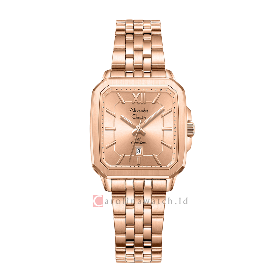 Jam Tangan Alexandre Christie Classic Steel AC 8704 LDBRGLN Women Rose Gold Dial Rose Gold Stainless Steel Strap