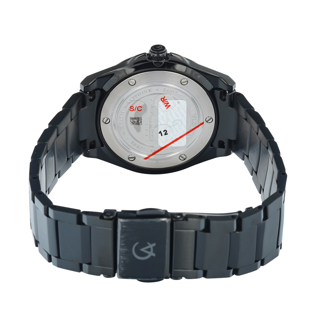 Jam Tangan Alexandre Christie AC 8705 LDBIPDG Women Black Dial Black Stainless Steel Strap