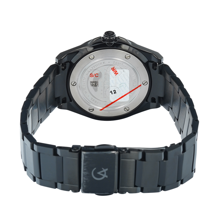 Jam Tangan Alexandre Christie AC 8705 LDBIPDG Women Black Dial Black Stainless Steel Strap