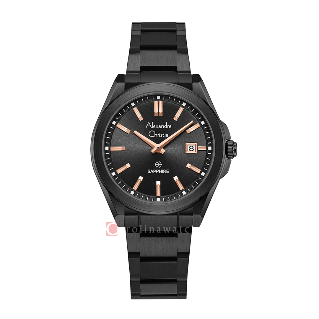 Jam Tangan Alexandre Christie AC 8705 LDBIPDG Women Black Dial Black Stainless Steel Strap