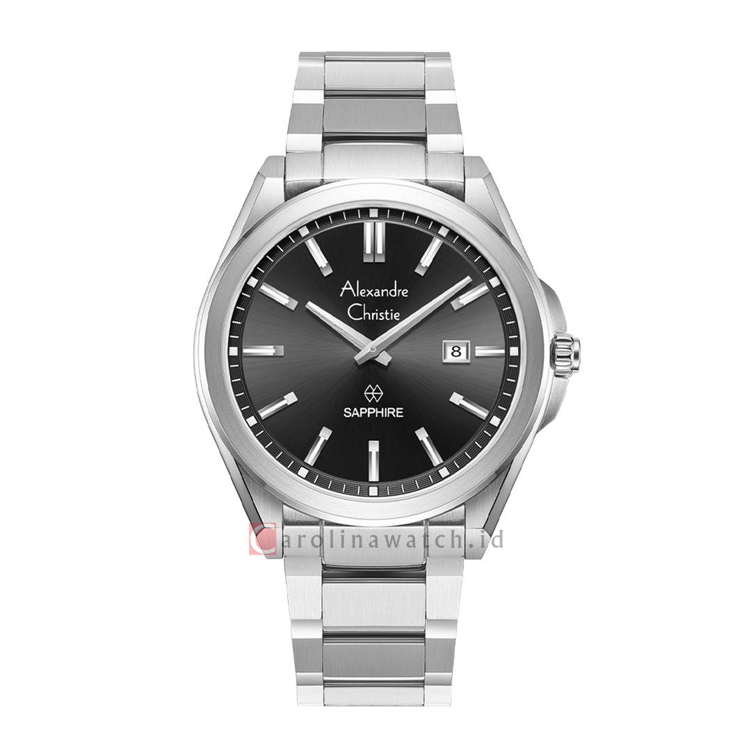 Jam Tangan Alexandre Christie AC 8705 MDBSSDG Men Black Dial Stainless Steel Strap