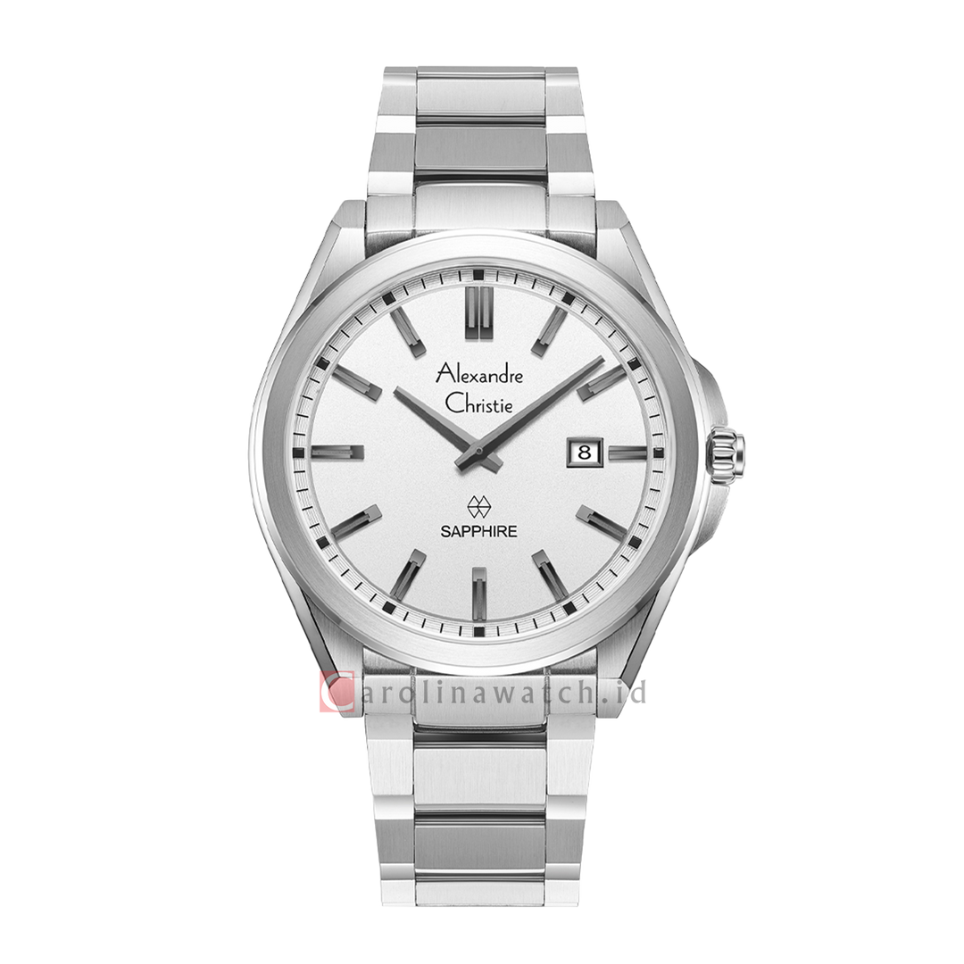 Jam Tangan Alexandre Christie AC 8705 MDBSSSL Men White Dial Stainless Steel Strap