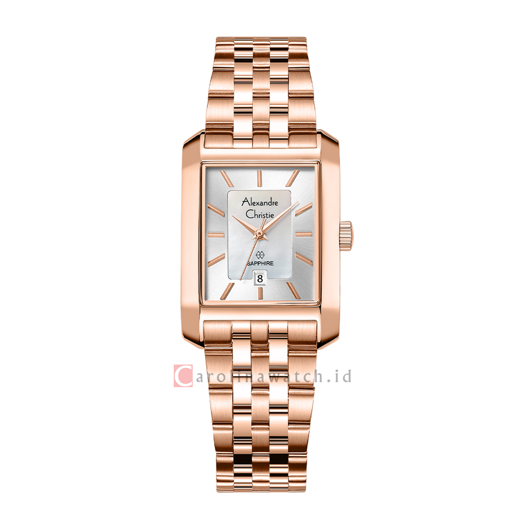 Jam Tangan Alexandre Christie AC 8706 LDBRGMS Women Silver Dial Rose Gold Stainless Steel Strap