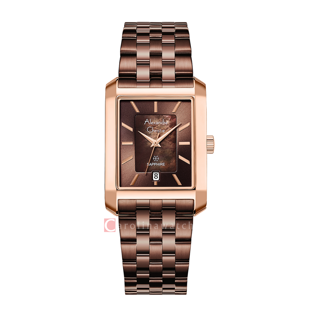 Jam Tangan Alexandre Christie AC 8706 MDBROMO Men Brown Dial Brown Stainless Steel Strap