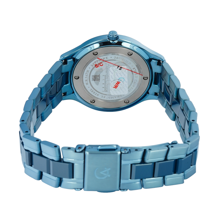 Jam Tangan Alexandre Christie AC 8707 LDBIUBU Sapphire Women Blue Dial Dual Tone Stainless Steel Strap