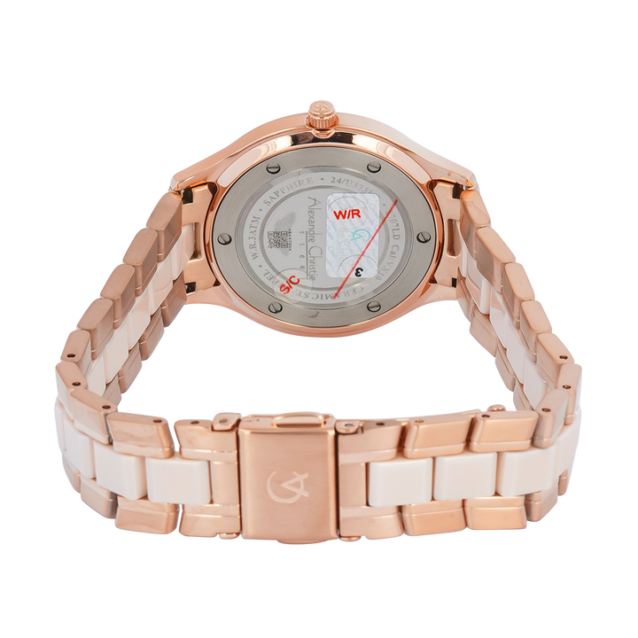 Jam Tangan Alexandre Christie AC 8707 LDBRGLN Sapphire Women Analog Dial Dual Tone Stainless Steel Strap