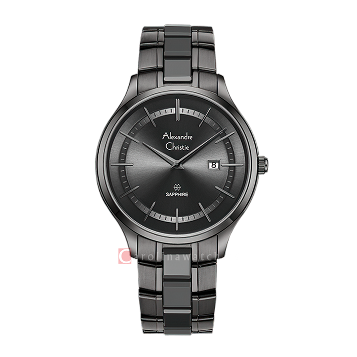 Jam Tangan Alexandre Christie AC 8707 MDBIGDG Sapphire Men Dark Grey Dial Dual Tone Stainless Steel Strap