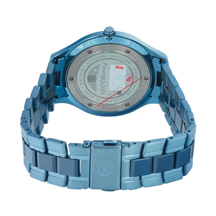 Jam Tangan Alexandre Christie AC 8707 MDBIUBU Sapphire Men Blue Dial Dual Tone Stainless Steel Strap