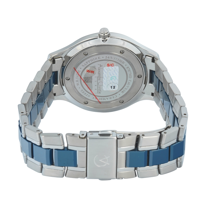 Jam Tangan Alexandre Christie AC 8707 MDBSSBU Sapphire Men White Dial Dial Dual Tone Stainless Steel Strap