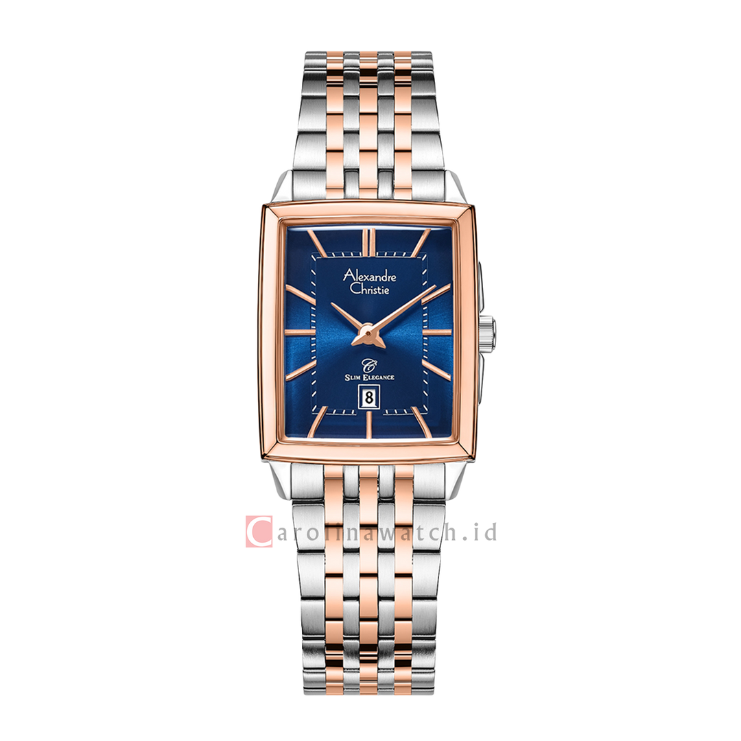 Jam Tangan Alexandre Christie Slim Elegance AC 8708 LDBTRBU Women Blue Dial Dual Tone Stainless Steel Strap