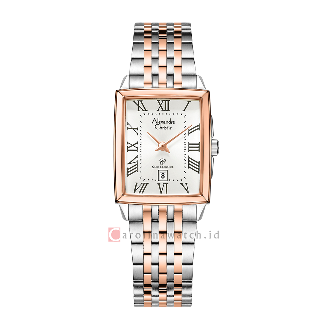 Jam Tangan Alexandre Christie Slim Elegance AC 8708 LDBTRSLRM Women Silver Dial Dual Tone Stainless Steel Strap