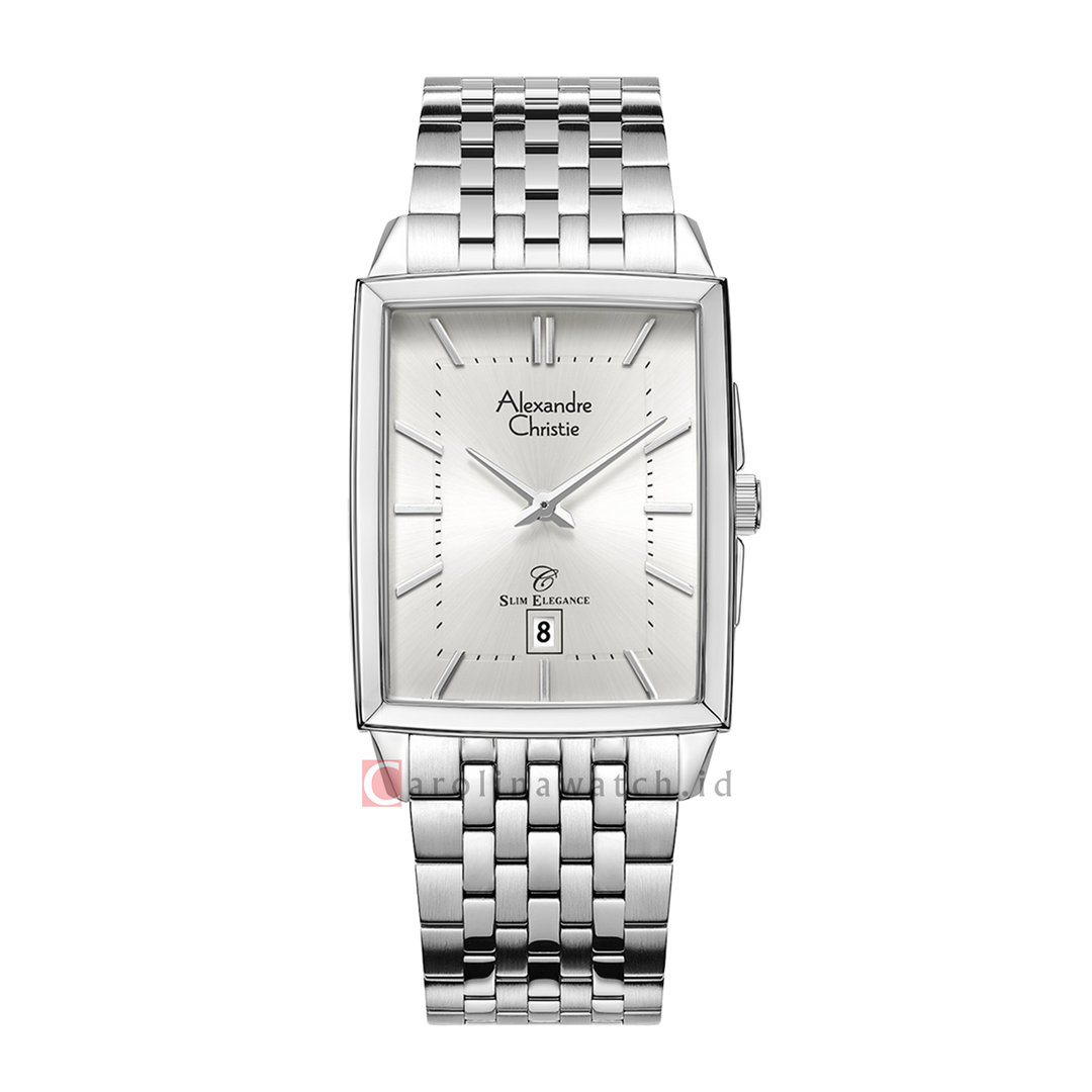 Jam Tangan Alexandre Christie Slim Elegance AC 8708 MDBSSSL Men Silver Dial Stainless Steel Strap