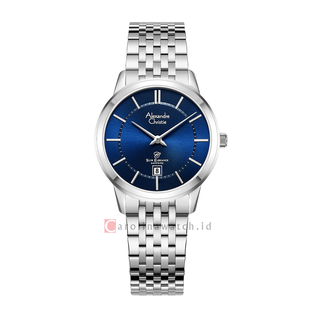 Jam Tangan Alexandre Christie Slim Elegance AC 8709 LDBSSBU Sapphire Women Blue Dial Stainless Steel Strap