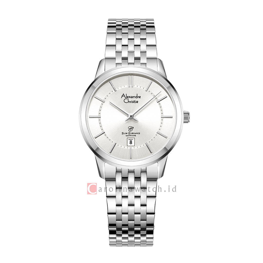 Jam Tangan Alexandre Christie Slim Elegance AC 8709 LDBSSSL Sapphire Women Silver Dial Stainless Steel Strap