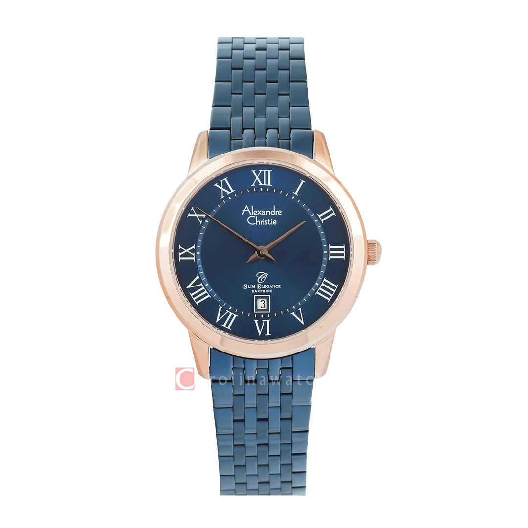 Jam Tangan Alexandre Christie Slim Elegance AC 8709 LDBURBURM Sapphire Women Blue Dial Blue Stainless Steel Strap