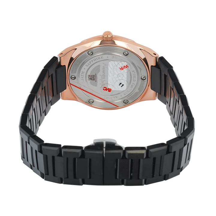 Jam Tangan Alexandre Christie AC 8710 LDBBRDGSG Sapphire Women Black Dial Black Stainless Steel Strap