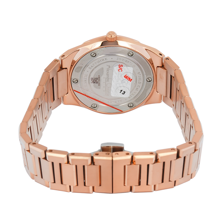 Jam Tangan Alexandre Christie AC 8710 LDBRGLNSG Sapphire Women Rose Gold Dial Rose Gold Stainless Steel Strap