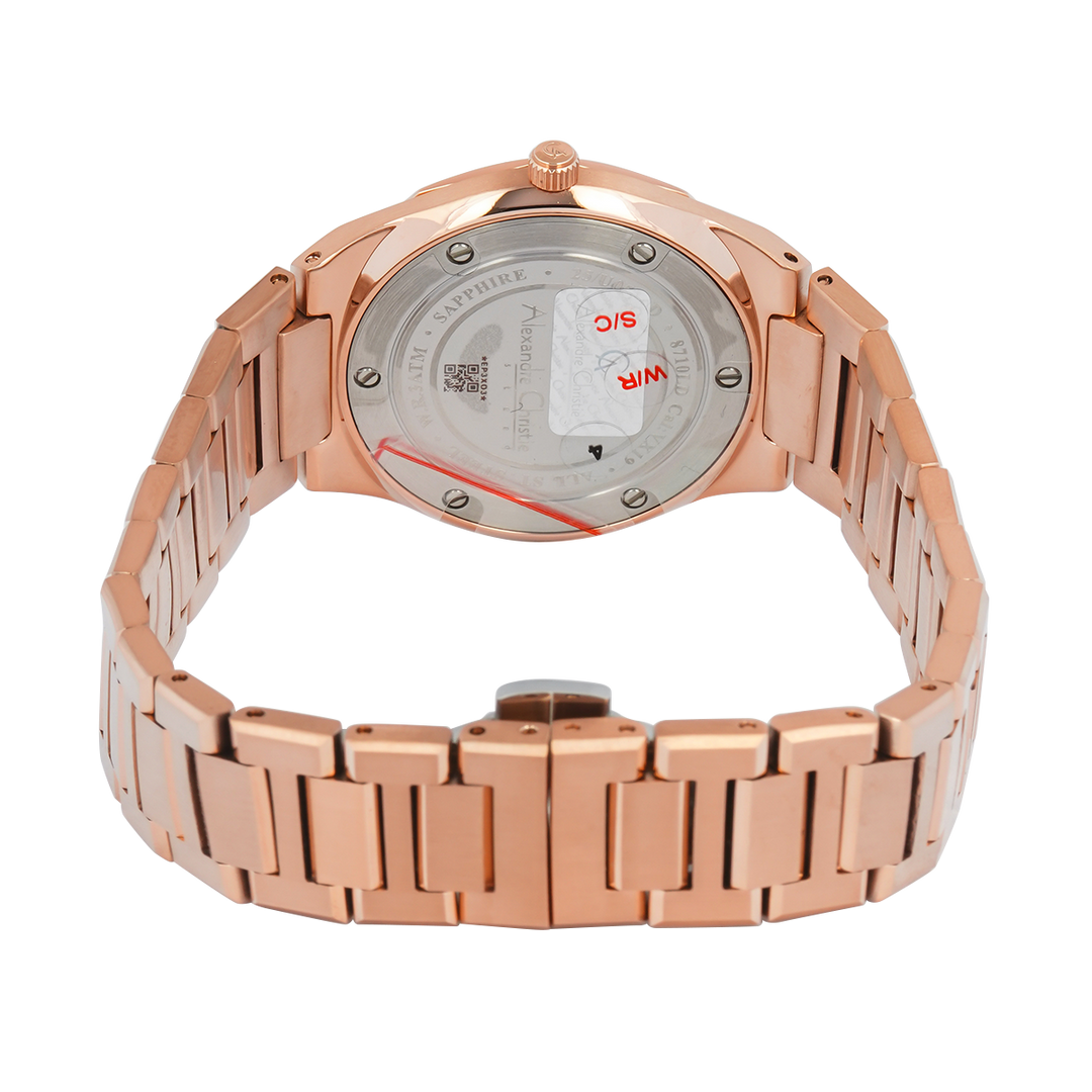 Jam Tangan Alexandre Christie AC 8710 LDBRGSLSG Sapphire Women White Dial Rose Gold Stainless Steel Strap