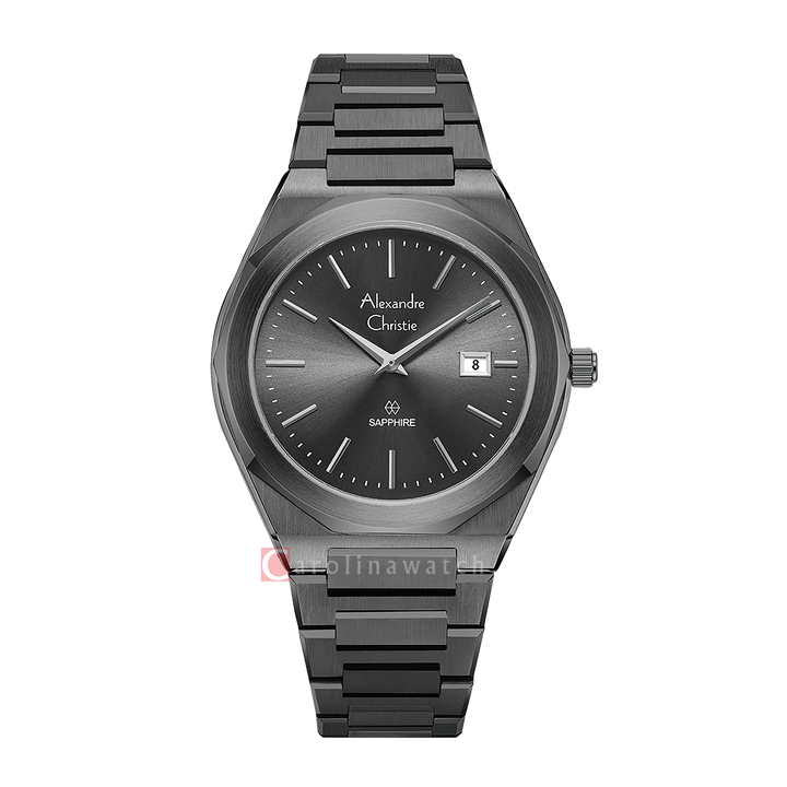 Jam Tangan Alexandre Christie AC 8710 MDBIGDGSG Sapphire Men Black Dial Black Stainless Steel Strap