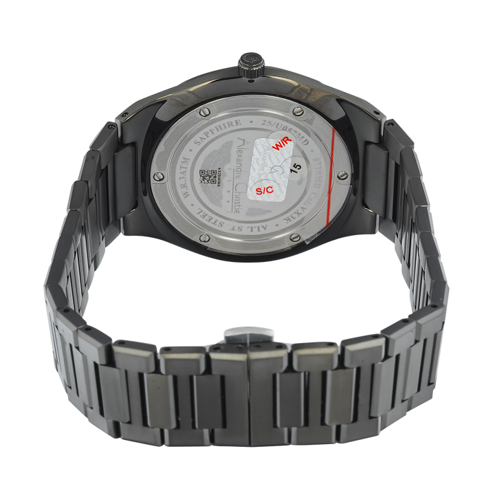 Jam Tangan Alexandre Christie AC 8710 MDBIGDGSG Sapphire Men Black Dial Black Stainless Steel Strap