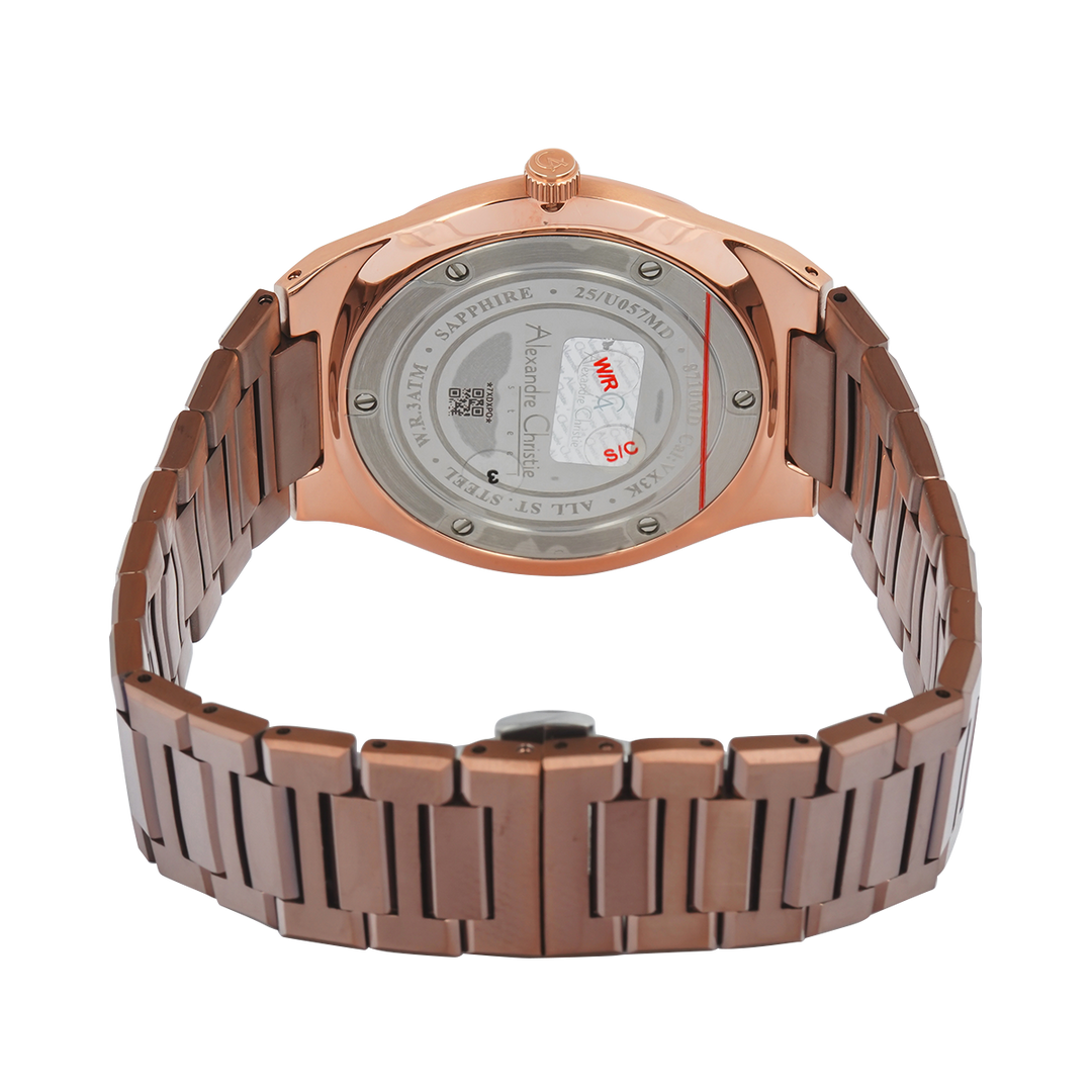 Jam Tangan Alexandre Christie AC 8710 MDBROBOSG Sapphire Men Brown Dial Brown Stainless Steel Strap
