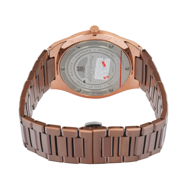 Jam Tangan Alexandre Christie AC 8710 MDBROBOSG Sapphire Men Brown Dial Brown Stainless Steel Strap