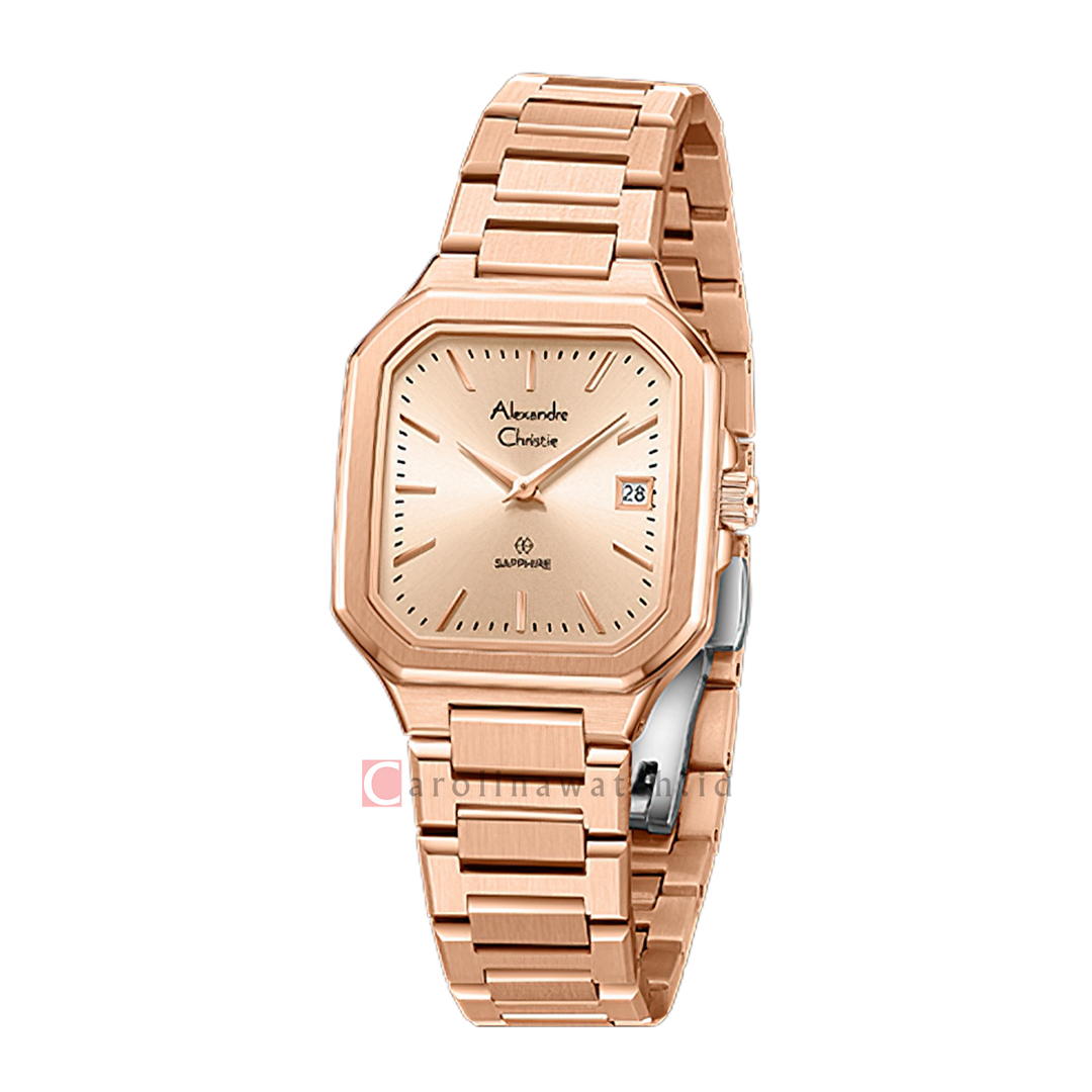 Jam Tangan Alexandre Christie AC 8711 LDBRGLNSG Sapphire Women Rose Gold Dial Rose Gold Stainless Steel Strap