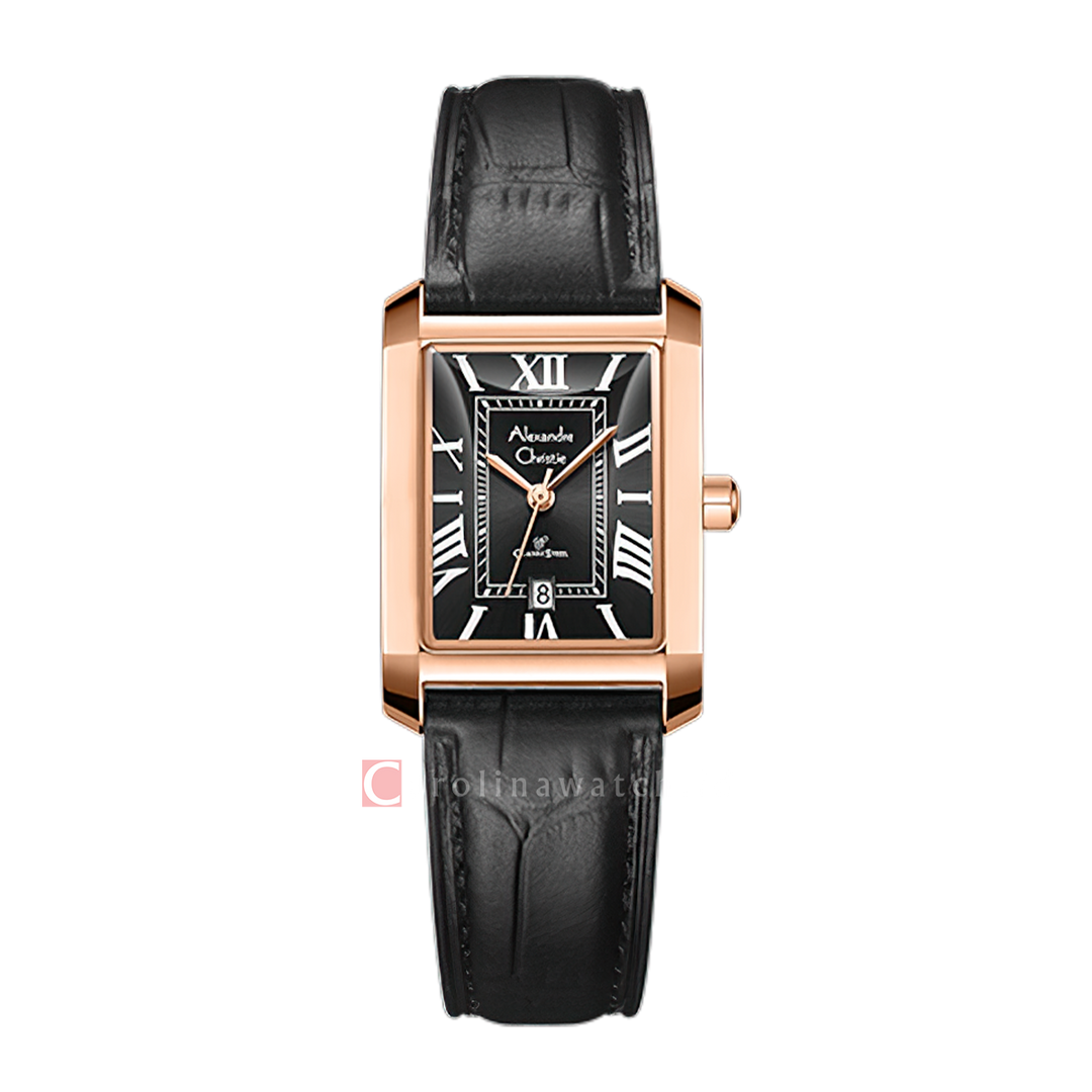 Jam Tangan Alexandre Christie Passion AC 8714 LDLRGBA Women Black Dial Black Leather Strap