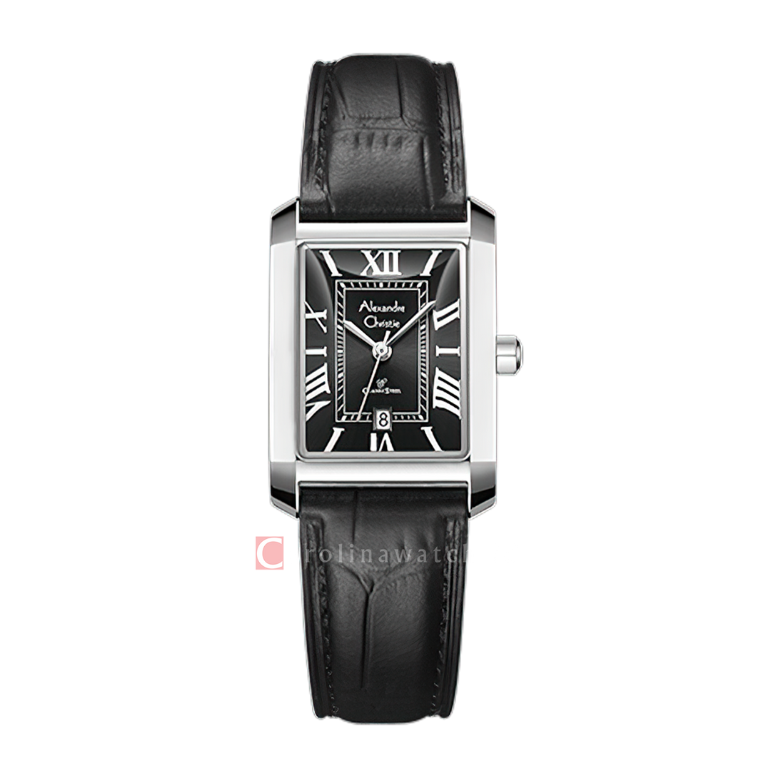 Jam Tangan Alexandre Christie Passion AC 8714 LDLSSBA Women Black Dial Black Leather Strap