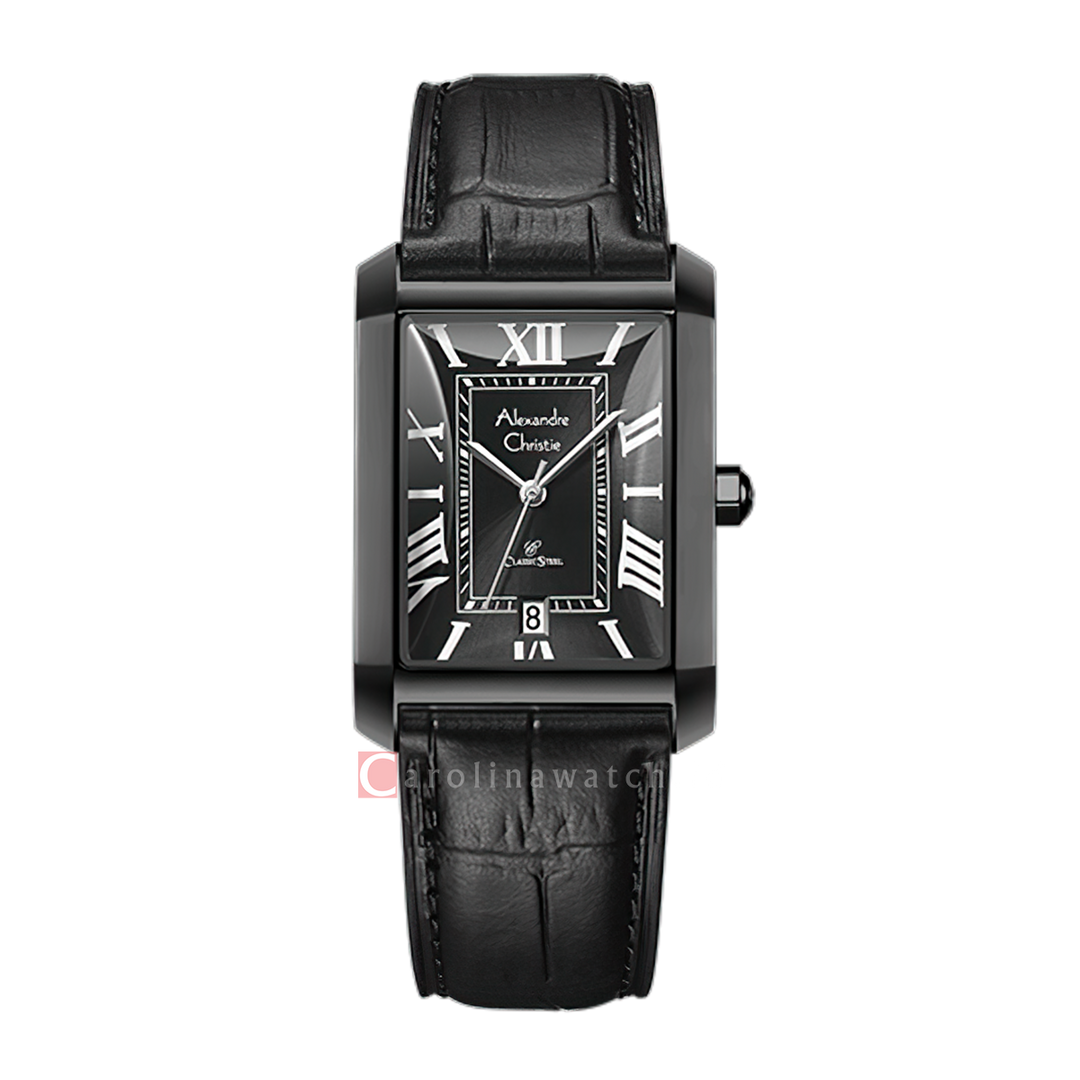 Jam Tangan Alexandre Christie Passion AC 8714 MDLIPBA Men Black Dial Black Leather Strap