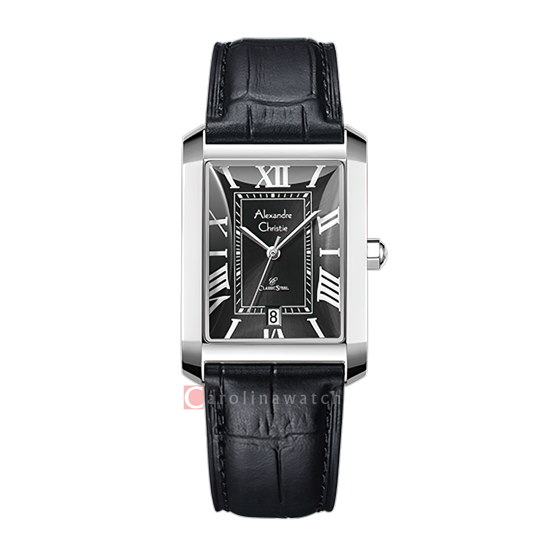 Jam Tangan Alexandre Christie Passion AC 8714 MDLSSBA Men Black Dial Black Leather Strap