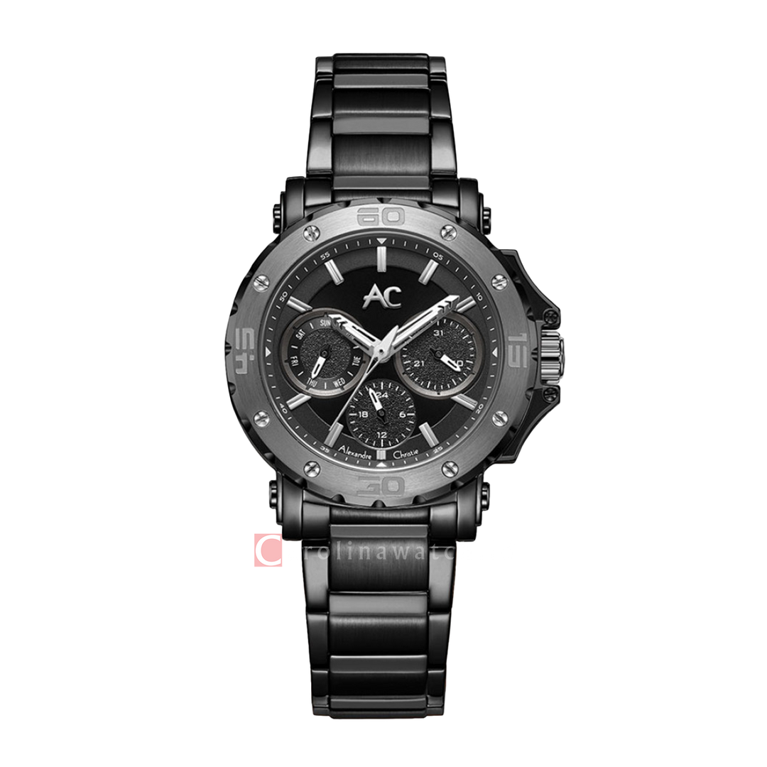Jam Tangan Alexandre Christie AC 9205 BFBEPBA Women Black Dial Black Stainless Steel Strap