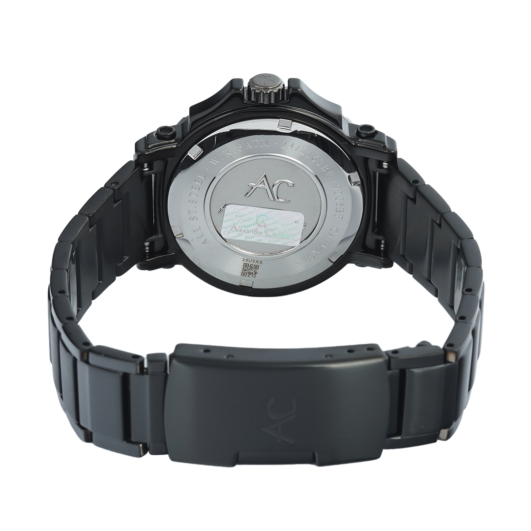 Jam Tangan Alexandre Christie AC 9205 BFBEPBA Women Black Dial Black Stainless Steel Strap