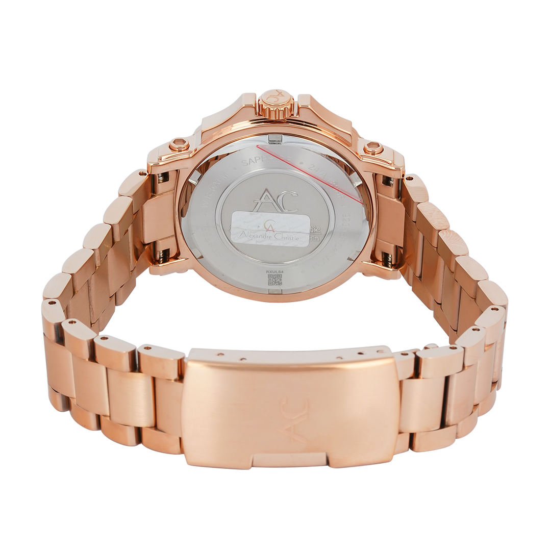 Jam Tangan Alexandre Christie Collection AC 9205 BFBRGGNDR Women Green Dial Rose Gold Stainless Steel Strap